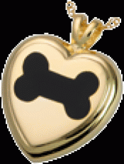 Gold Plated Black Inlay Dog Bone Heart