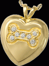 Gold Plated Stone Dog Bone Heart