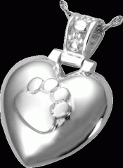 Sterling Silver Paw Print  Heart with Paw Print Bail