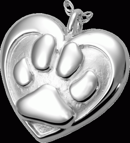 Sterling Silver Double Heart Paw Print