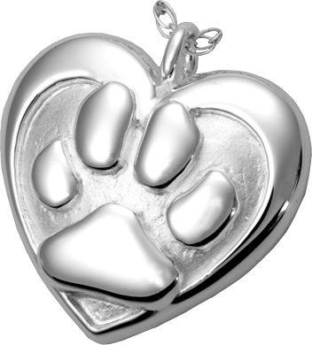 Sterling Silver Double Heart Paw Print