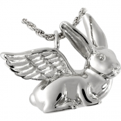 Sterling Silver Silver Pet Cremation Jewelry- Bunny Rabbit (Ears up)