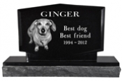 Pet Photo Laser Engraved Granite Headstone- Diamond